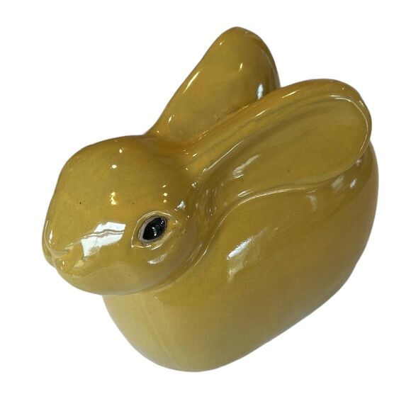Vintage Yellow Mustard Colored Bunny Rabbit Ceramic Figurine - Picture 2 of 6